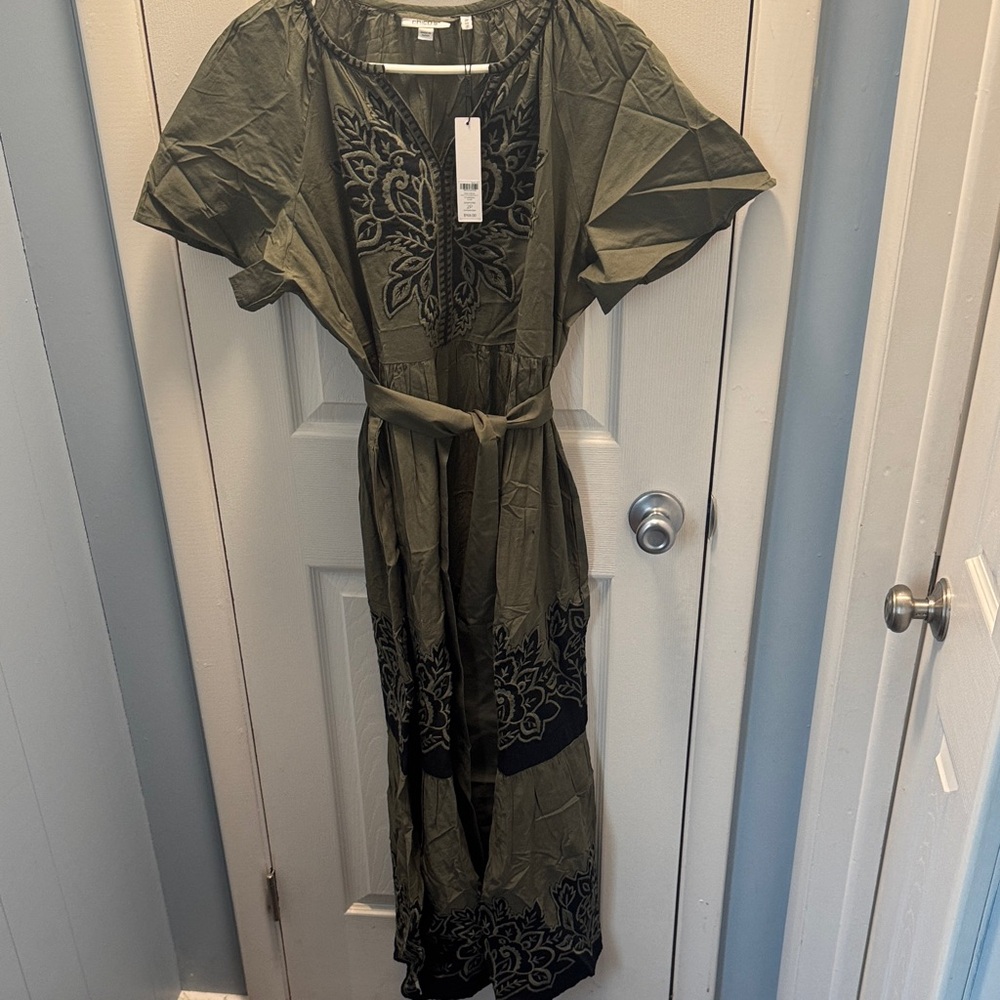 Chico's Olive Green Maxi Dress with Black Detailing